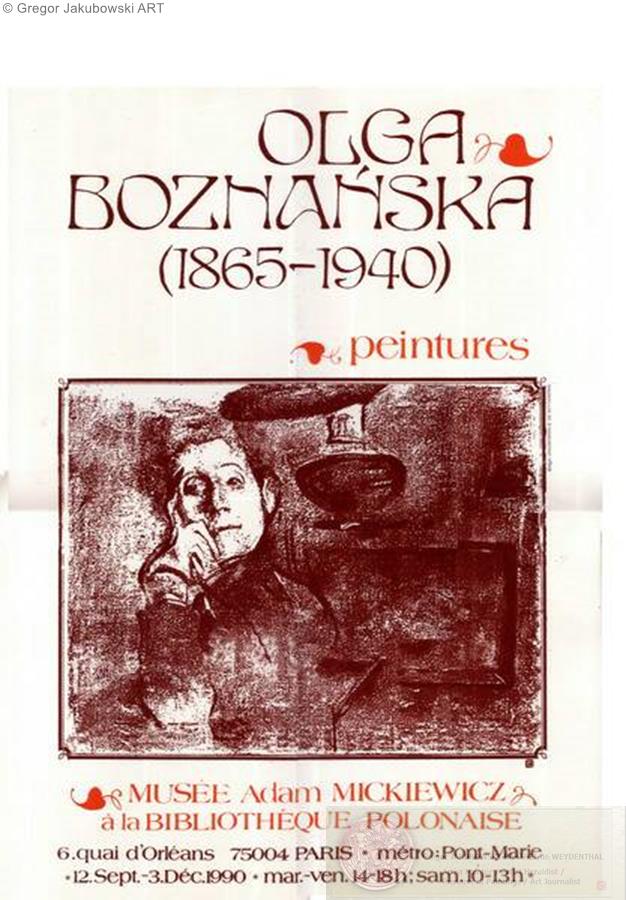 MUSEUM EXHIBITIONS : Olga Boznanska in the Adam Mickiewicz Museum in 1990 in the Biblioteka Polska in Paris exposition avec catalogue
